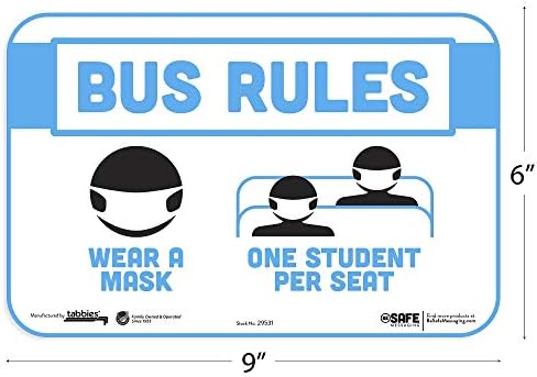 Стикери tabbies BeSafe с надпис Правила за движение в един автобус, носете маска, един по един ученик на място,