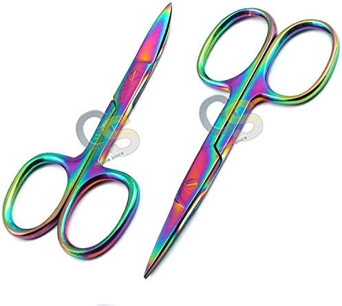 G. S Комплект от 2 Цветни Титанови ножица за нокти на Дъга за Кожичките прави и Извити 3,5BTS-647