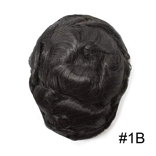 Перука за коса За мъже, истински човешки косми, избелени възли, натурална линия на растеж на косата, френски