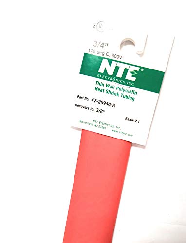 Свиване тръба NTE Electronics 47-20948-R, Тонкостенная, коефициент на свиване 2:1, Диаметър 3/4 инча, дължина