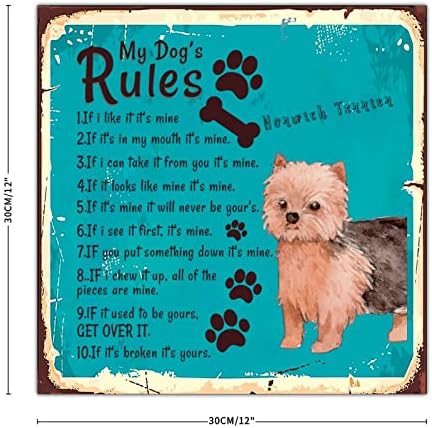 Alioyoit Забавно Метални Табели с надпис Правила на кучето ми, Табела с отпечатъци от кучешки лапи, Плака с