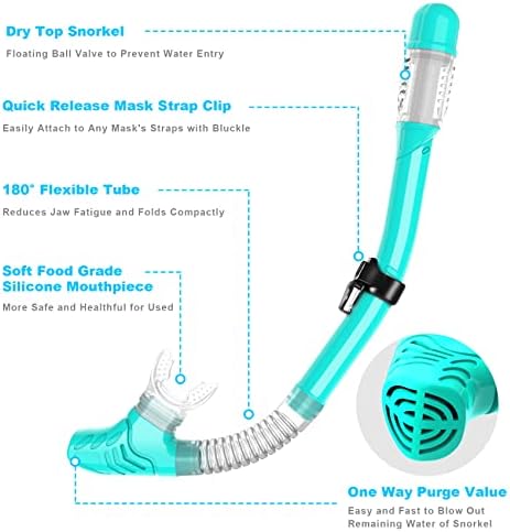 Комплект за гмуркане, оборудване за гмуркане Zipoute Snorkel Dry Top за възрастни, Панорамни Обектив от Закалено