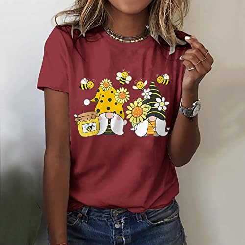 Космическа Жена Класическа Версия на Памучна Тениска с кръгло деколте и Къс ръкав С Забавен Принтом Пчелите