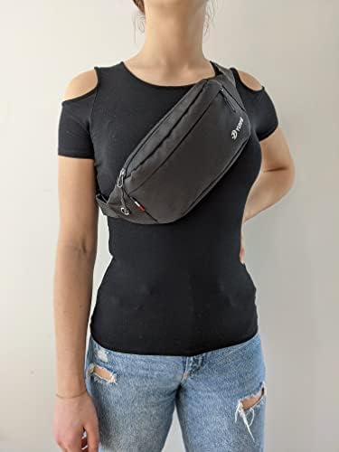 Голяма поясная чанта, поясная чанта през рамо с 3 джоба с цип, Регулируема колан 34 - 49, Може да се пере в