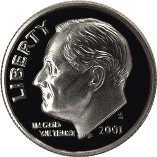 Монета на САЩ достойнство десет цента името на Рузвелт 2001 г. съобщение