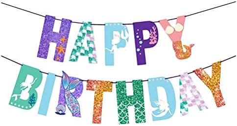 PartyKindom Русалка честит Рожден Ден на Хартиен Банер Творчески Банер Нежна Банер на рождения Ден на Парти