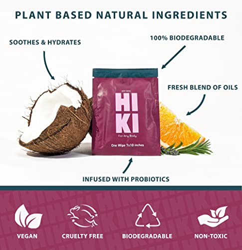 Кърпички за тяло HIKI All Natural (3 опаковки) - Кърпички за растителна основа, биоразградими | 12 салфетки