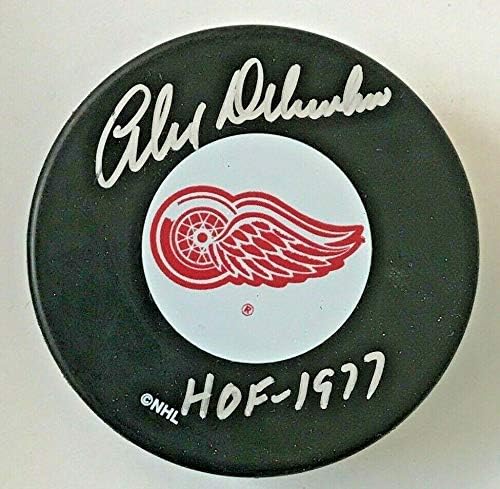 АЛЕКС ДЕЛЬВЕККИО (Детройт Ред Уингс) подписа миене с официален логото на НХЛ КОПИТО 1977 - за Миене на НХЛ с