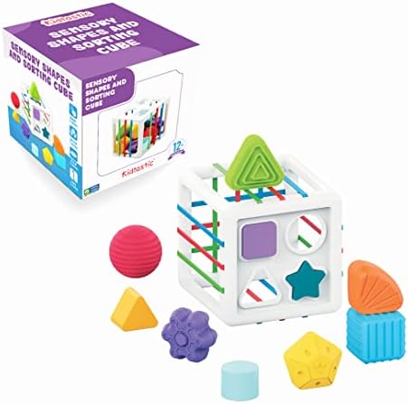 Kidtastic Игра Куб със сортирането на Сетивните Форми за Бебета, Играчка-Кубче за занимания с детето, Забавни