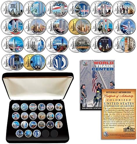 Световният търговски център на СТЦ * Юбилейна * Пълен набор от монети на 18 квартали на Ню Йорк в кутия