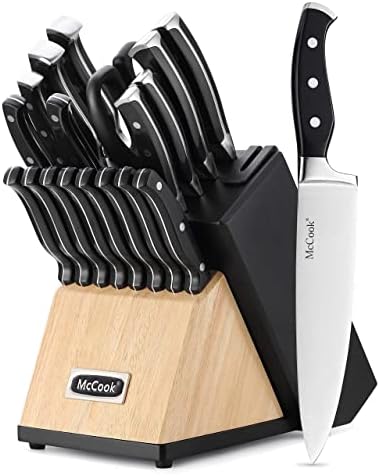 Комплект кухненски ножове McCook MC65 от Германската неръждаема Стомана с прибиращ блок за пържола и вградена
