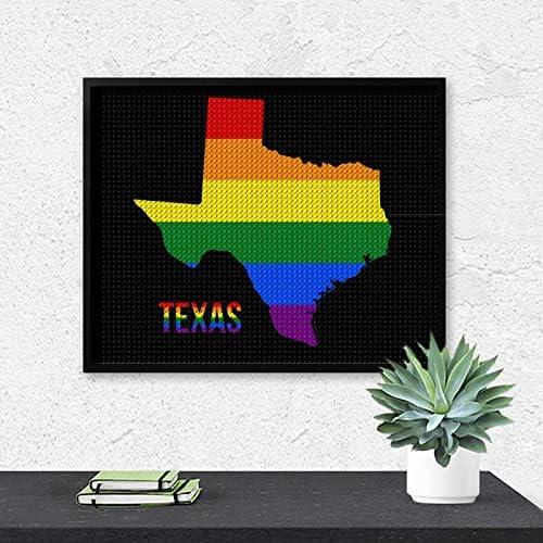 Карта на щата Тексас в ЛГБТ Дъгата Флаг Диамантена Живопис Комплекти 5D направи си САМ Пълна Тренировка Планински