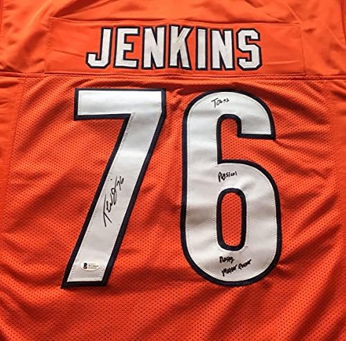 Оранжевата футболна фланелка Тевена Дженкинс с Автограф на Бекет COA - Нападам ролка Чикаго Беарз - Размер XL