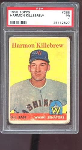 1958 Topps 288 Хармън Killebrew PSA 1 Градуированная Бейзболна картичка Washington Senators - Бейзболни картички