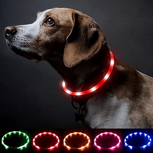 BSEEN Light Up Нашийници за кучета - led Силиконов нашийник за кучета, Прорезна нашийник за кученца с осветление,