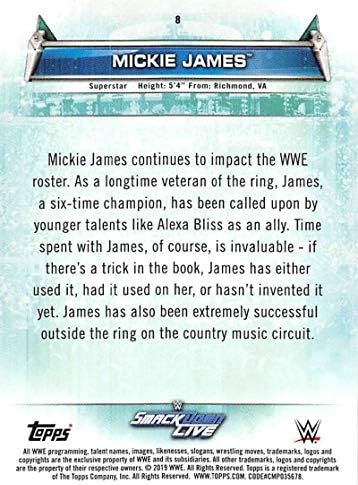 Търговската картичка Мики Джеймс по борба в женската дивизия на WWE №8 2019 Topps
