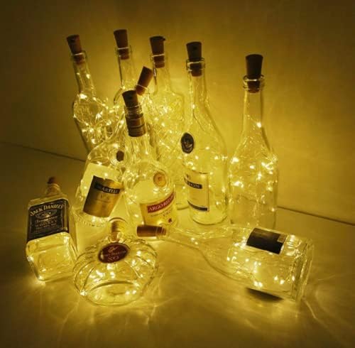 1 Опаковка от 20 на led осветителни тела за бутилки за Вино с тапа, 6 метра Медни проводници, Корк лампи в Бял