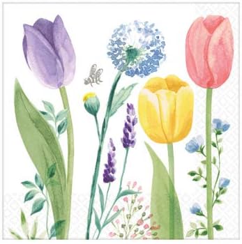 Хартиени салфетки за напитки Tulip Garden - 5 x 5 | Цветни | Опаковка от 16 броя