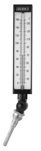 Промишлен термометър Trerice BX9140606 с регулируем ъгъл на наклона, 9 корпус, 6 Алуминиев прът, 30-180F