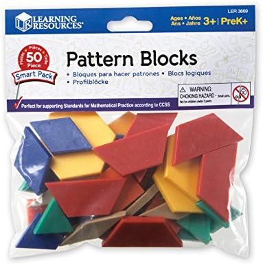 Образователни Ресурси Pattern Blocks Smart Pack, Развитие На Играчка, Форми, Модели, 50 Броя