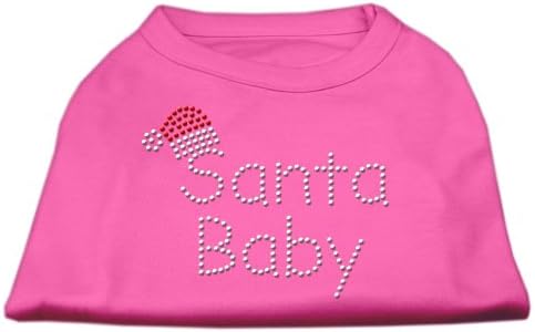 Mirage Pet Products 10-Инчов Детска Тениска с Принтом Дядо Коледа с Кристали за домашни любимци, Малка, ярко-Розова