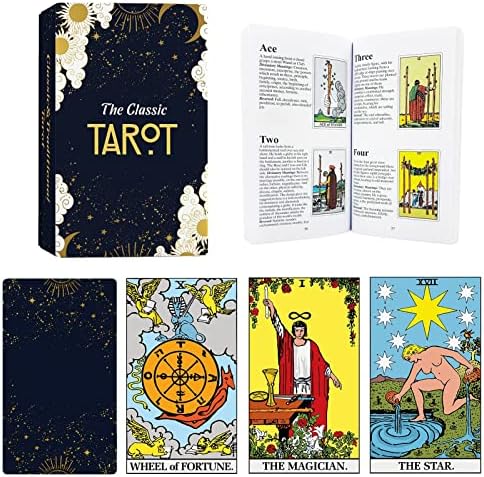 Колода Карти Таро Ханни с един Пътеводител за начинаещи и Ценители на Четене, 78 Карти от Тестето Таро с Книжката, Класическа Традиционната Колода Таро на Стандарте?
