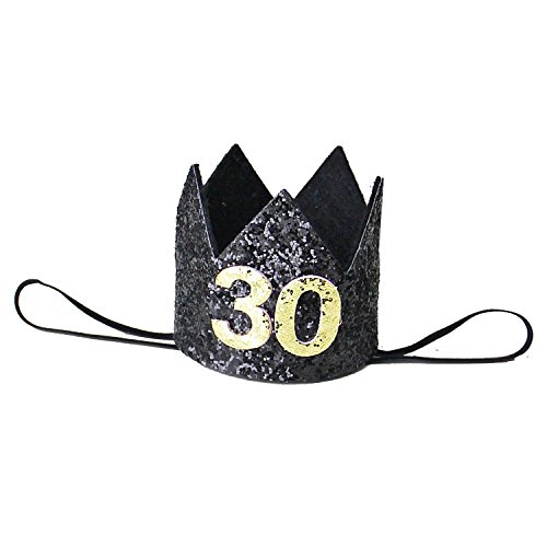 Кирей Суи Възрастен 30-ия Рожден Ден на Блестящата Корона лента за глава в Черно и Златно
