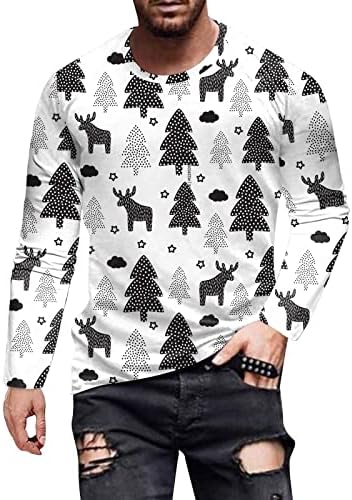 XXBR, Мъжки ризи с дълъг ръкав Коледен войници, ризи с принтом коледен елен и снежинки, спортни тениски за лека атлетика, вечерни Тениски
