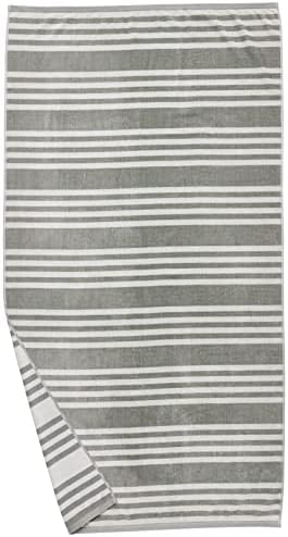 Плажна кърпа Basics от памук Премиум-клас големи размери в Ярки ивици - Сиво / Тъмно сиво, 36 x 72, 2 опаковки