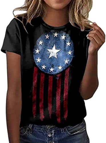 Патриотични Ризи за Жени, Тениска с Американския Флаг, Летни Ежедневни Потници, Тениски с Къс Ръкав, Райе тай-Дай,