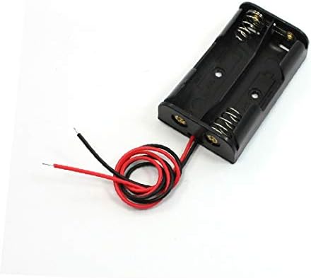 X-DREE Черен Калъф за съхранение на батерия, държач на кутията, 2x1,5v AA с кабелни изводи (Притежателя на кутии
