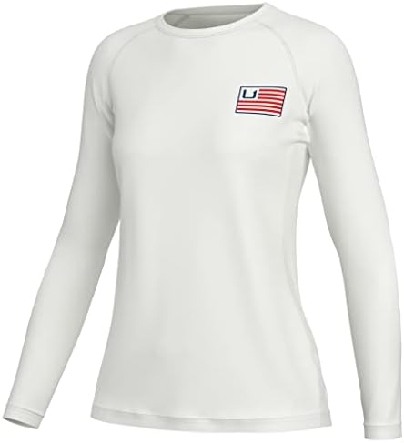Дамски стандартна риза за изказвания Pursuit с дълъг ръкав HUK + Защита От Слънцето, Huk & Bars-Бяло, X-Small
