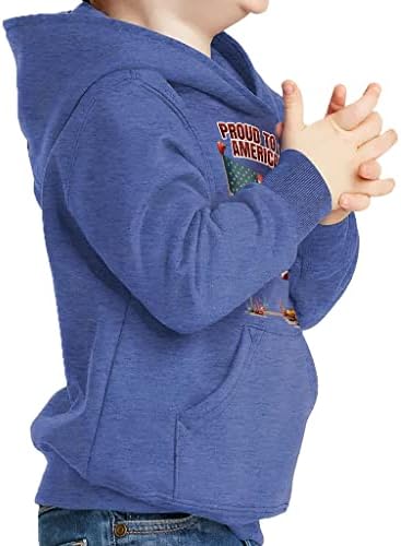 Патриотичен Графичен Пуловер за деца с качулка - Hoody от Порести Руно с Принтом Цветна Hoody за деца