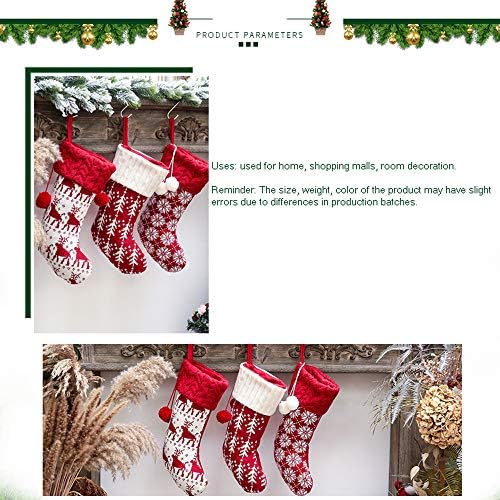 AIKENR 3 БР. Коледни Чорапи, Бели Коледни Чорапи от Изкуствена Плюш за Дома, Украса за Камината