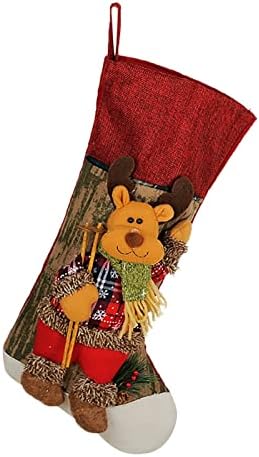 Дядо Коледа, Снежен Човек Елен Подарък Пакет Декоративна Тъкан Коледни Чорапи С Висулка, Висулка Вратите Мъниста