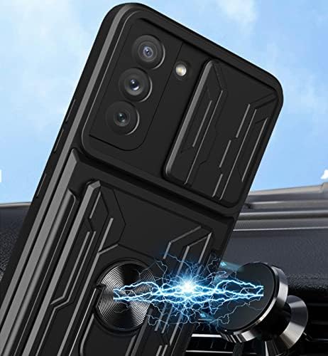 Калъф за Samsung Galaxy S21 Fe 5G Калъф с пръстен-стойка и капак за фотоапарата с отделения за кредитни карти