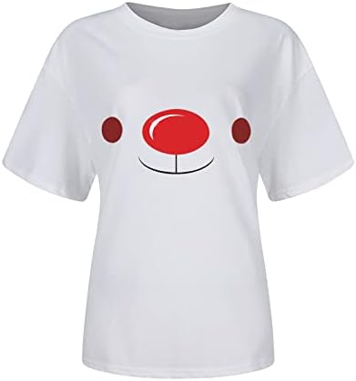 Летни Потници за Жени, Скъпа Забавна Тениска с изображение на Червен Нос, Ежедневни Реколта Тениска с Къс Ръкав,