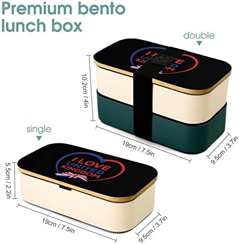 I Love United Kingdom Двупластова Кутия за обяд Bento с Набор от ястия Штабелируемый Контейнер за Обяд включва