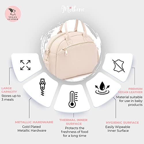 скъпа дизайнерска чанта за обяд от естествена кожа motheric Mona Вегетариански с термоизолированным охладител