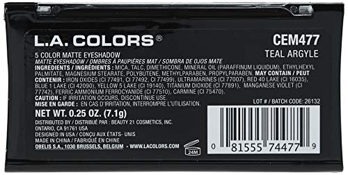 L. A. COLORS 5 Замръзналите Цветни Сенки за очи, Тюркоаз Argyll, 0,25 Грама