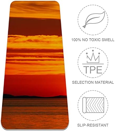 Килимче за йога с дебелина 6 мм, с принтом Sunset Orange, Екологично Чисти Постелки за упражнения от ТПЭ, Подложка