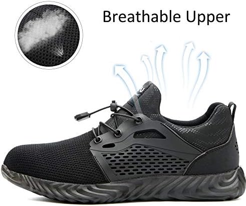 SUADEX Неразрушаемая Работна обувки със Стоманени пръсти, за Мъже И Жени, Лек и Устойчив На Пробиване, Дишаща