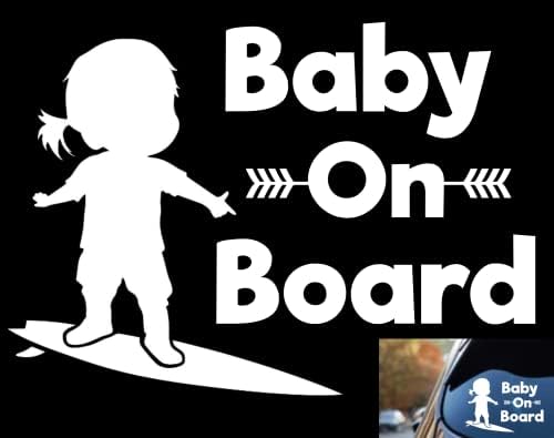 2 опаковки-Детето на борда, Стикер на Снежна дъска, Стикер бебе в Колата, Дъска за сърф на Снежна дъска (Surfboard)