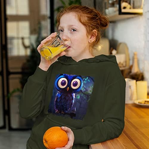 Детска hoody Owl Art от порести руно с качулка - Мультяшная Детска hoody - Очарователна hoody за деца