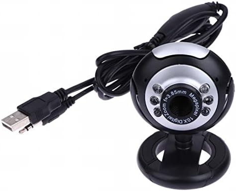 USB 50.0 M 6 Led Уеб камера камера Camera с Вграден микрофон за Щори за настолни PC (Черен, Един размер)