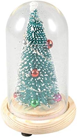 SOLUSTRE Дървена Основа Мини-Коледна Елха Настолна Лампа Feative Microlandschaft нощна светлина със Стъклен