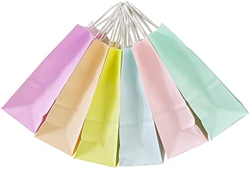 Подаръчни пакети AZOWA Средни торбички от крафт-хартия с дръжки (8,6 4,3 x x 10.2 инча, пастельно-синя, 12 карата)