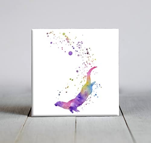 Декоративна плочка с абстрактна акварелни цветове на видрата пастельного цвят (6 X 6 в рамка)