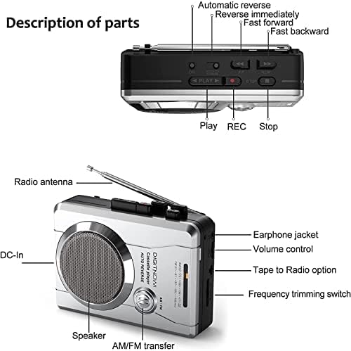 Преносим Кассетный плейър Walkman Лента: AM/ FM-радио с вход за слушалки /говорител, Ретро аудио плейър с вграден