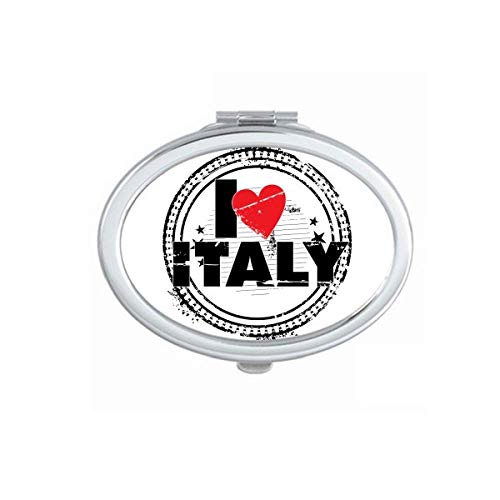 Аз Обичам Италия Думата Любов Сърцето Кръг Печат Огледало Портативен Сгъваем Ръчен Грим Двойни Странични Очила